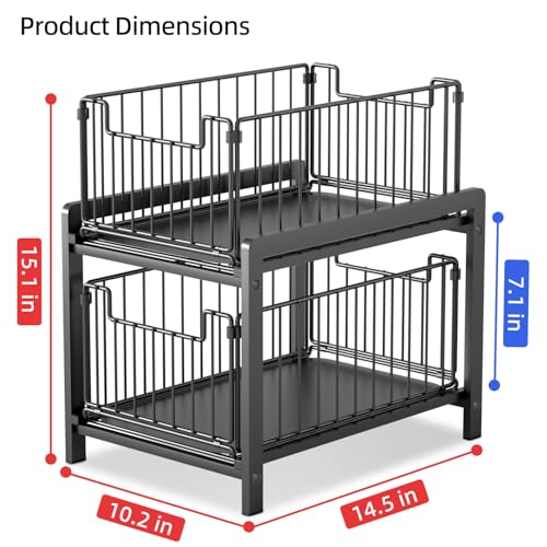 2 Tier Sliding Basket Drawer Organizer