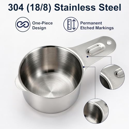 12-Piece 18/8 Stainless Steel Measuring Cups and Spoons Set, Silver (Silver / Set of 12)
