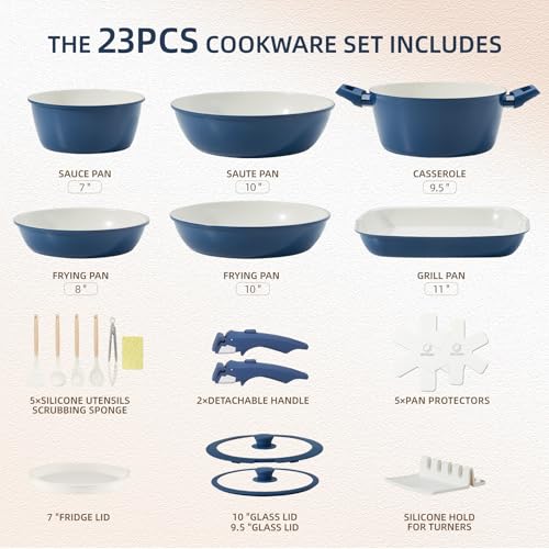 Pans Set Nonstick Detachable Handle Cookware