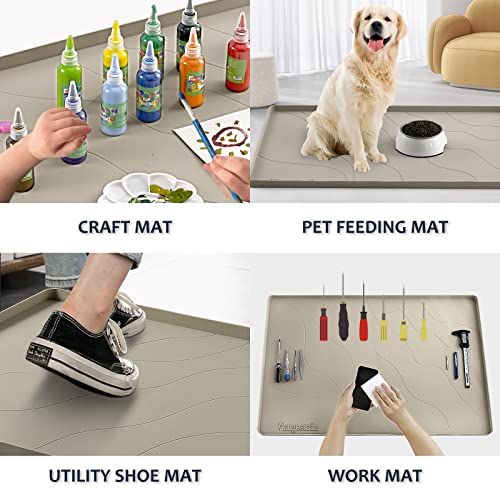 Heavy Duty Silicone Under Sink Mats for Kitchen Waterproof 25" x 22" (Brown / 25'' x 22'' x 1'')
