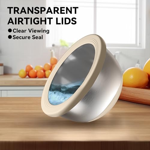 Stainless Steel Mixing Bowls with Lids (Khaki)
