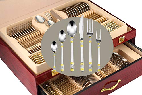 Venezia Collection Gold Flatware Serving Set for 12