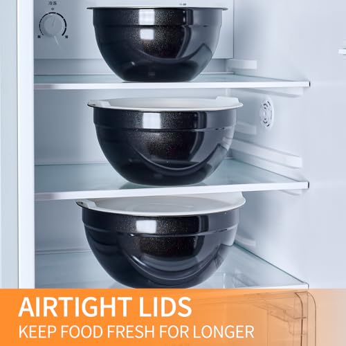 Black Mixing Bowls with Airtight Lids (Black / 7 Pieces)