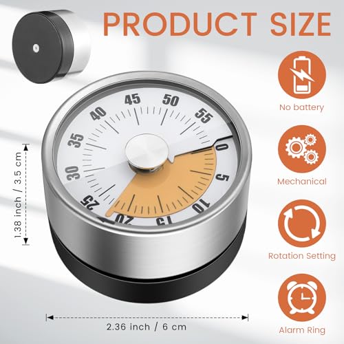 6 Pcs 60 Minute Visual Timer Visual Kitchen Timer (White Orange)