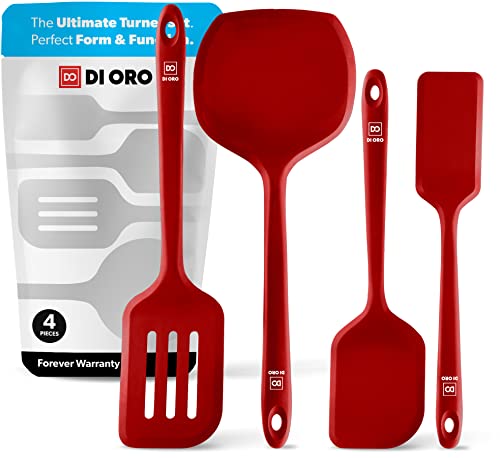 DI ORO Silicone Turner Spatula Set (Red)