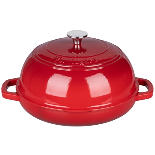 Enameled Cast Iron Dutch Oven Pot with Lid (Red)