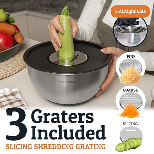 28pc Stainless Steel Mixing Bowls with Lids Set (Black)