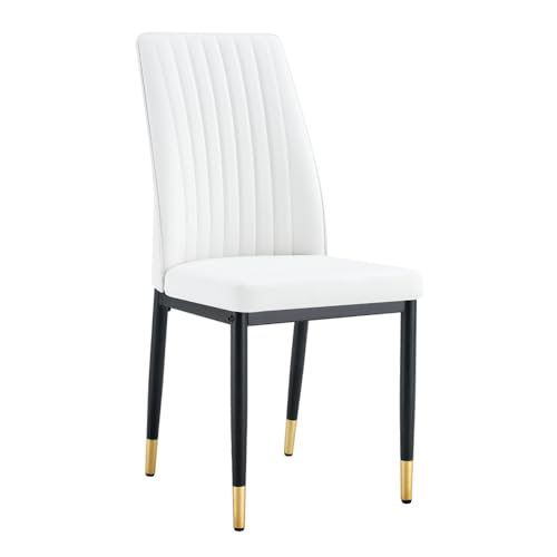 Modern Dining Chairs PU Leather Kitchen Chairs Set with Metal Legs Armless Upholstered Chair for Dinner Room