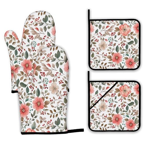 Colorful Rooster Oven Mitts and Pot Holders