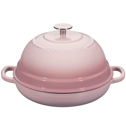 Enameled Cast Iron Dutch Oven Pot with Lid (Pink)