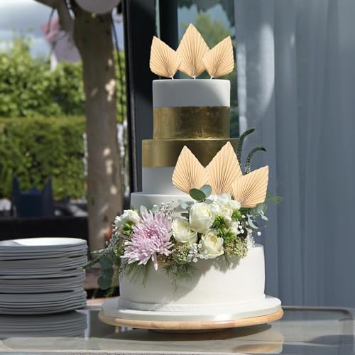 6Pcs Paper Palm Fan Cake Toppers Palm Leaf Fan Cake Topper Palm Spear Leaf Cupcake Toppers Cake Insert Decoration For Cake Decorating Diy Craft Project Home Wedding Party Supplies Gold