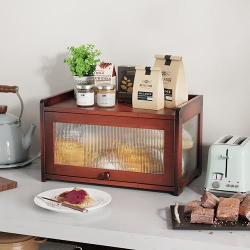 Bamboo Bread Box for Kitchen Countertop (Rustic)