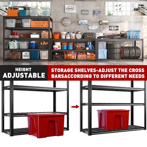 48" W Garage Shelving 2500LBS Storage Shelves 5 Tier Heavy Duty Shelving Adjustable Garage Shelves for Warehouse