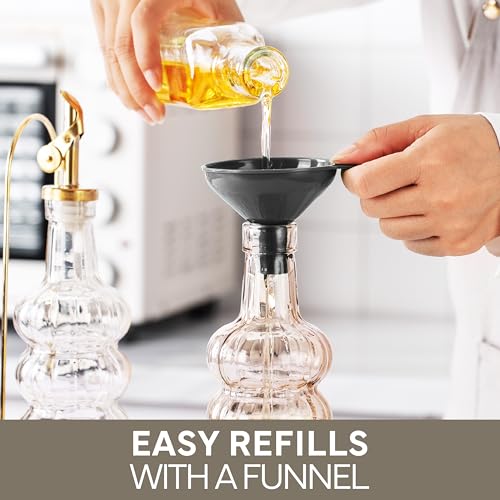 Glass Olive Oil Bottle Dispenser (Elegant Waves / Brown)