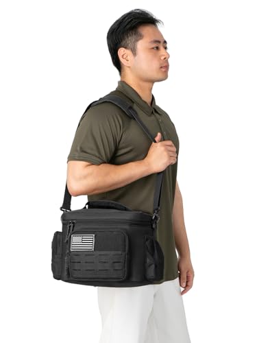 Tactical Lunch Bag for mens Military heavy duty lunch box work Leakproof insulated Durable Thermal Cooler Bag for Adult Meal for Office Camping Picnic Pail MOLLE Webbing