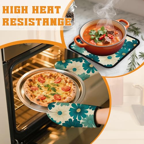 Abstract Daisy Flower Oven Mitts and Pot Holders