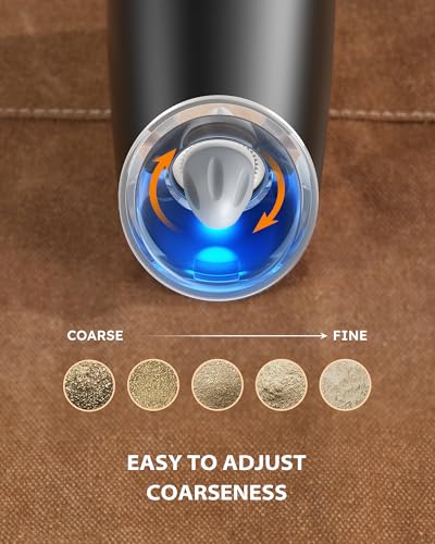 Gravity Electric Salt and Pepper Grinder Set Battery Powered Refillable One Hand Operation