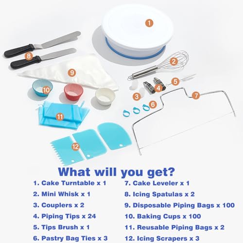 240PCS Cake Decorating Supplies Kits Cake Turntable