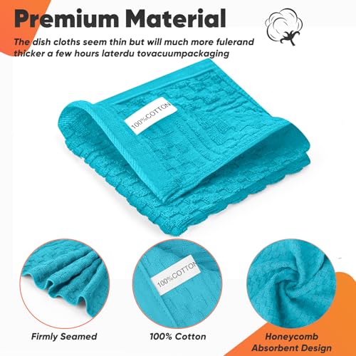 Oven Mitts Kitchen Towels and Dishcloths with Pot Holders Sets (Lake Blue)