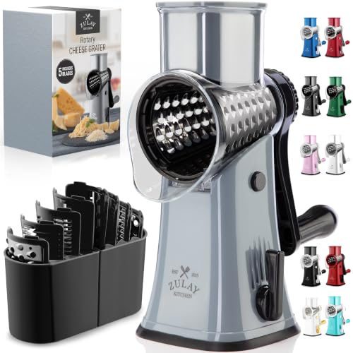 Rotary Cheese Grater 5 Blade With Reinforced Suction Base