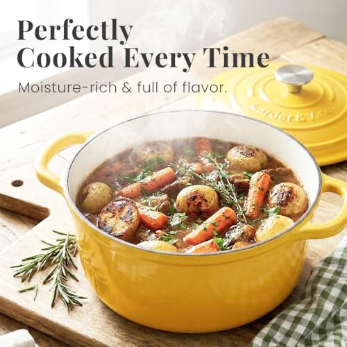 5.7 qt Enameled Cast Iron Dutch Oven Pot with Lid (Limoncello / 5.7 QT)