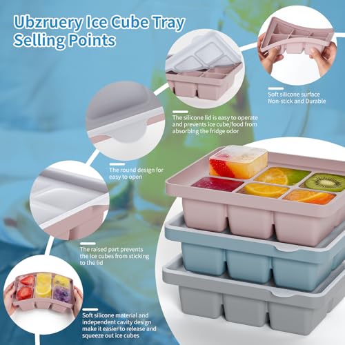 Large Silicone Ice Cube Tray Set of 3
