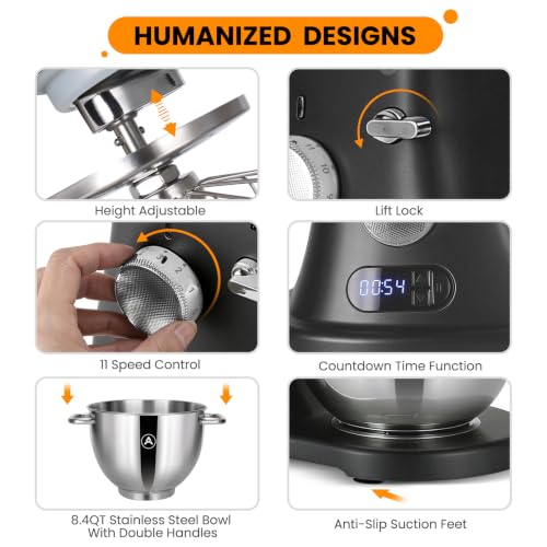 8.4QT Commercial Stand Mixer 800W with NSF Certified and Aluminum Die Casting