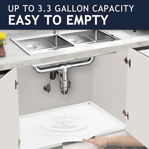 Heavy Duty Silicone Under Sink Mats for Kitchen Waterproof 40" x 22" (White / 40'' x 22'' x 1'')