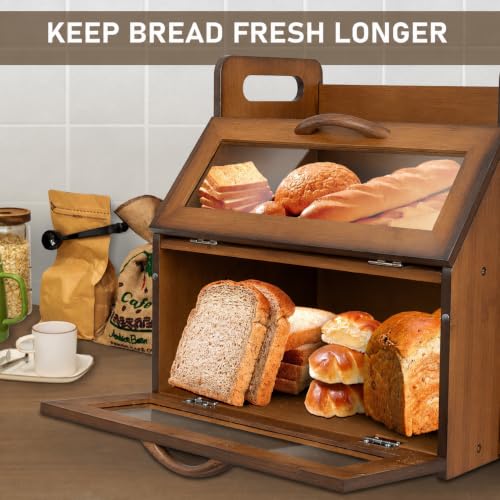Bread Box for Kitchen Countertop (Amber)