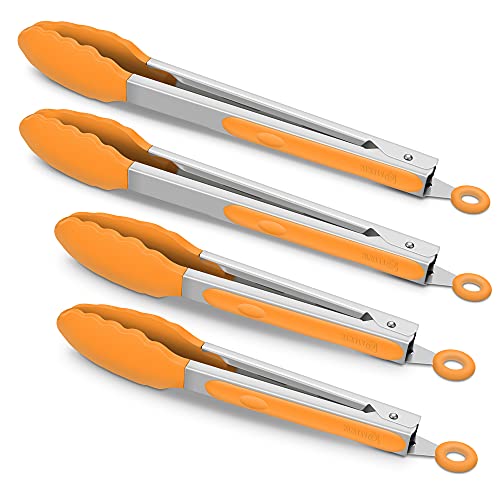 4 Pieces Silicone Stanless Steel Kitchen Cooking tongs set