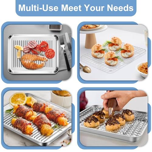 Corrugated Bottom Stainless Steel Baking Pan with Grid Cooling Rack Set
