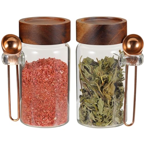 Glass Spice Jar Coffee Sugar Container Airtight Glass Jar Food Storage Canisters Bottle for Kitchen Seasoning Tea Herb Overnight Oats Bar Parfait Snacks