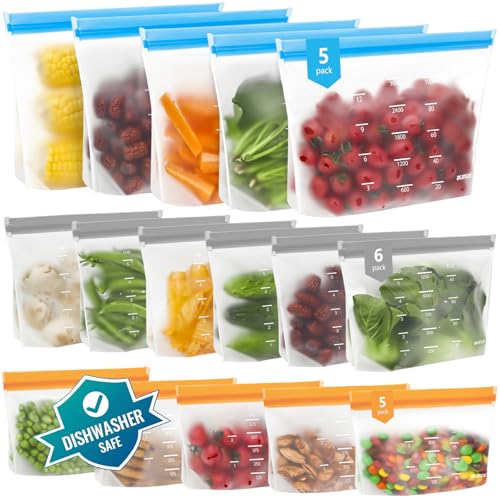 Dishwasher Safe Reusable Storage Bags Stand Up