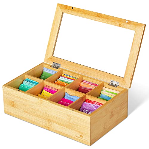 Natural Bamboo Tea Bag Organizer Box