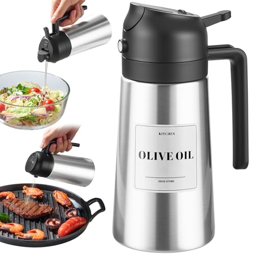 Olive Oil Sprayer for Cooking (Stainless steel-Black)