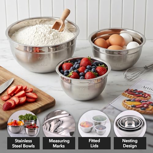 Stainless Steel Mixing Bowl Set of 3 with Lids (5, 3.5, and 1.5 Quarts / Mixing Bowl - Set of 3)