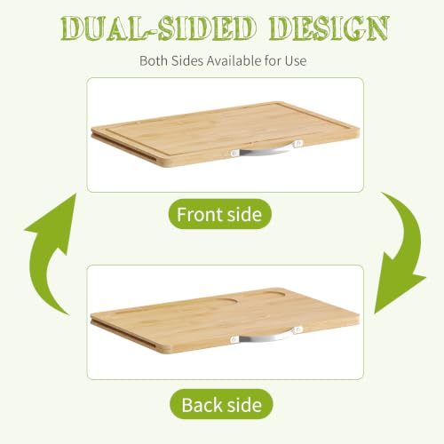 Bread Box with Cutting Board for Kitchen Countertop Corner Bread box Double Layer Bamboo Extra Large Capacity Bin Kitchen Food Storage Container (Natural)