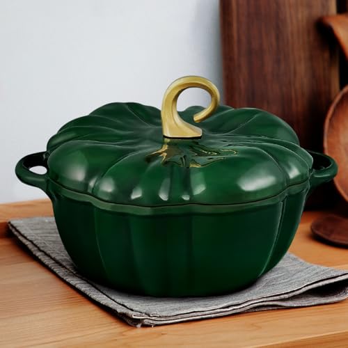 Pumpkin Dutch Oven Pot with Lid 3.8 Qt (Green / 3.8 qt)
