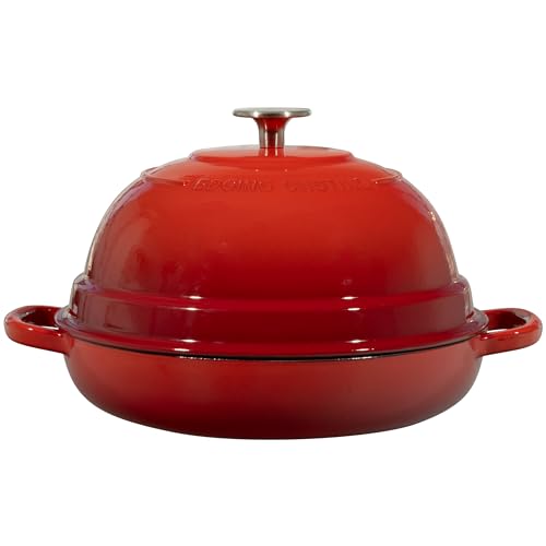 Enameled Cast Iron Dutch Oven Pot with Lid (Red)