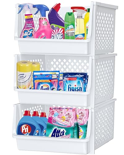 Stackable Storage Bins Open Front for Pantry Storage