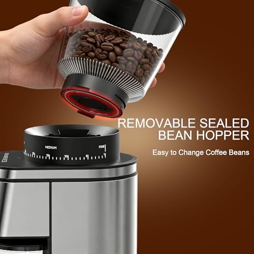 Conical Burr Coffee Grinder Electric (Silver)