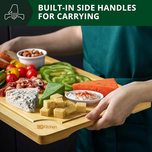 Big Kitchen Bamboo Cutting Board for Kitchen Set Butcher Block for Chopping Meat