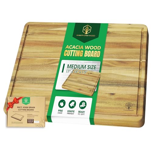 Acacia Wood Cutting Boards for Kitchen (Edge Grain / 17"L x 13"W)