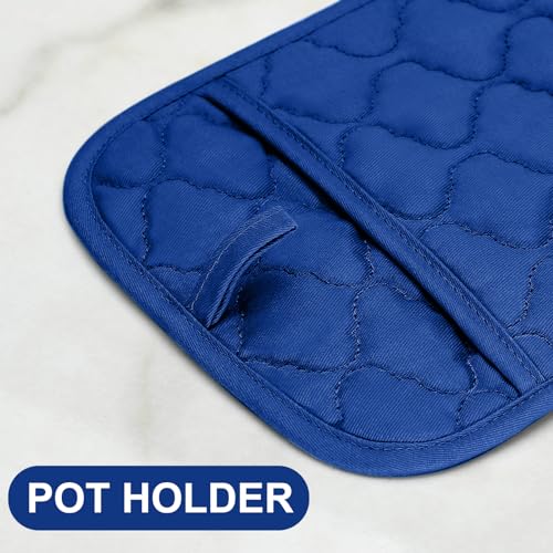 Oven Mitts Pot Holders Sets (Royal Blue)