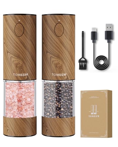 Upgraded Larger Capacity Electric Salt and Pepper Grinder Set Rechargeable with LED lights