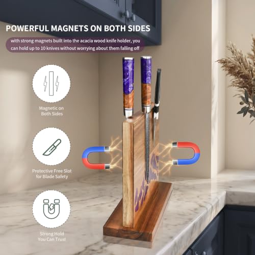 Magnetic Knife Block (Brown+Purple)