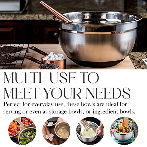 Stainless Steel Mixing Bowls with Airtight Lids Set (Silver/Black / 5 Piece)