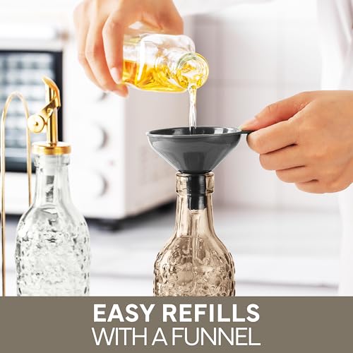 Glass Olive Oil Bottle Dispenser (Floral / Brown)