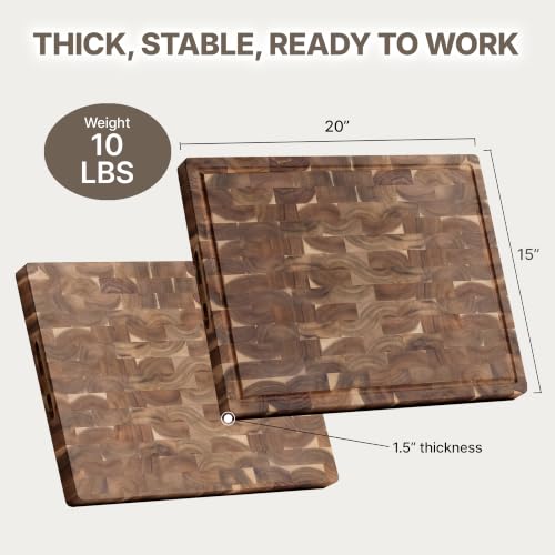 Acacia Wood End Grain Cutting Board (20"L x 15"W)