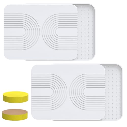 2 PCS Stone Dish Drying Mat ＆ Silicone Mat for Kitchen Counter (White / 16.1" x 12.4")